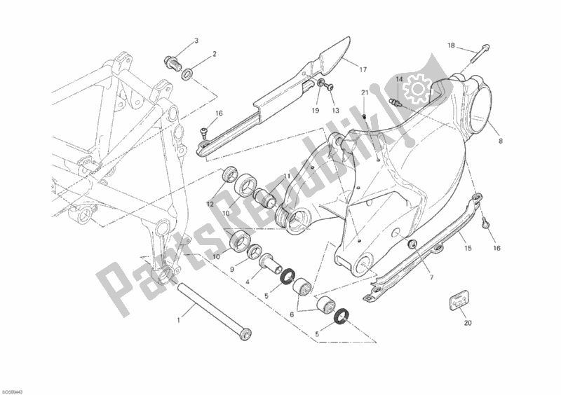 Alle onderdelen voor de Zwenkarm van de Ducati Superbike 848 EVO USA 2011